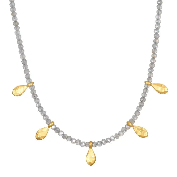 Inspired Beginnings Labradorite Petal Necklace - 14"
