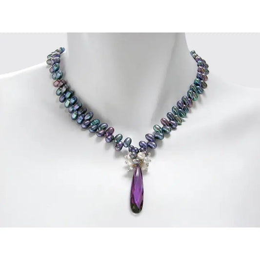Crystal Drop Pearl Necklace