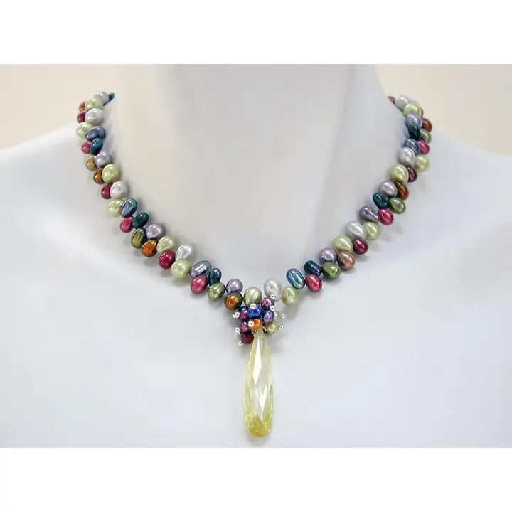 Crystal Drop Pearl Necklace