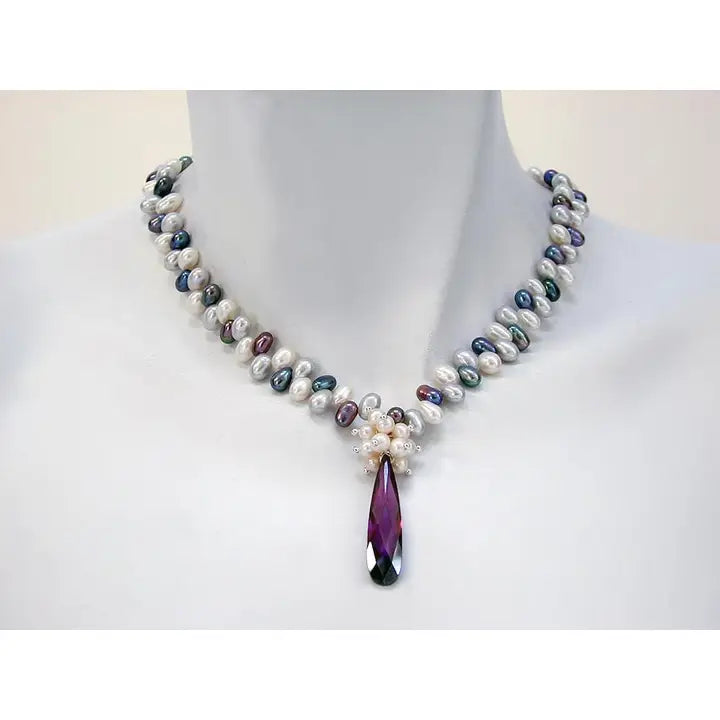 Crystal Drop Pearl Necklace