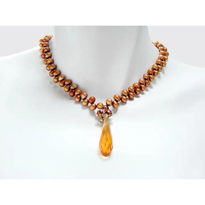 Crystal Drop Pearl Necklace