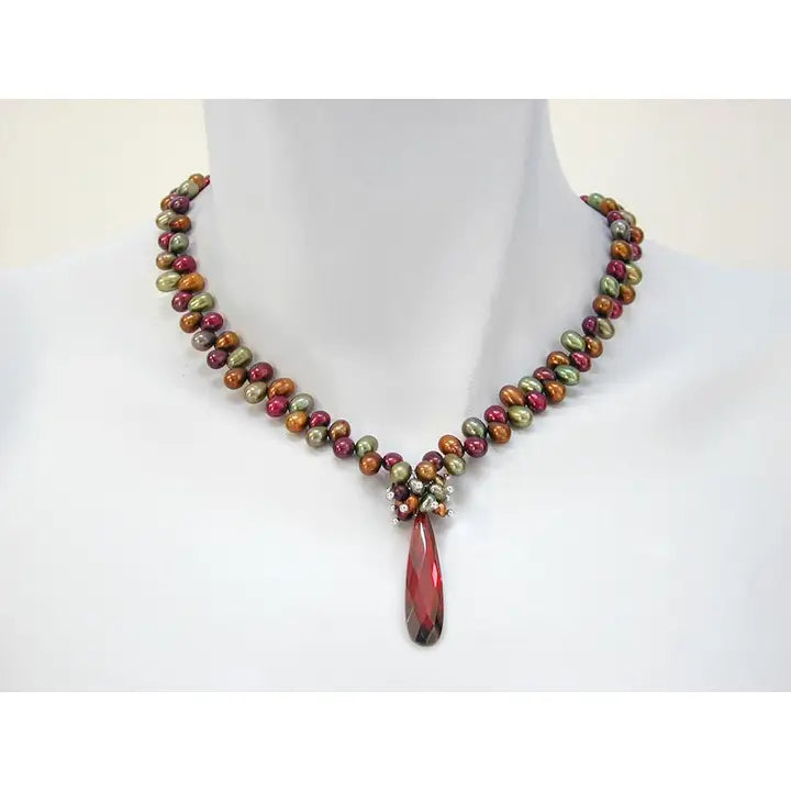 Crystal Drop Pearl Necklace